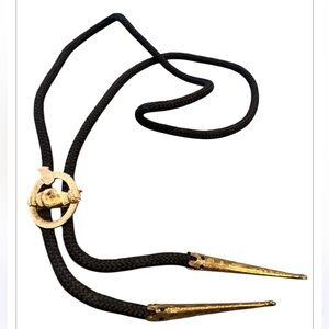 1970’s SHRINER MASONIC Gold Dragon BOLO TIE Black and Gold